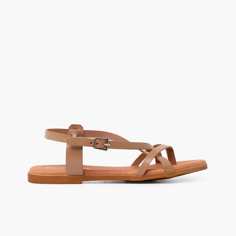 Leather toe sandals Women s cross straps sandals