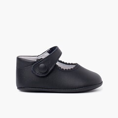 Soft Leather Baby Mary Janes  Navy Blue