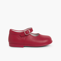 Girls Buckle Up Leather Mary Janes Red