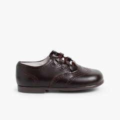 Leather Lace-Up Oxford Shoes Brown