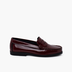Leather Slip-on Loafers  Burgundy