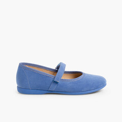 Girls Riptape Faux Suede Mary Janes Airforce blue