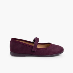 Girls Riptape Faux Suede Mary Janes Purple