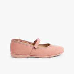 Girls Riptape Faux Suede Mary Janes Pink