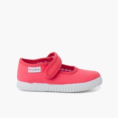Girls Riptape Mary Janes Coral