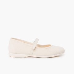 Girls Riptape Canvas Mary Janes Off-White