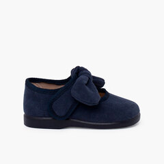 Girls loop fasteners Bow Mary Janes Navy Blue
