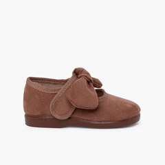 Girls loop fasteners Bow Mary Janes Taupe