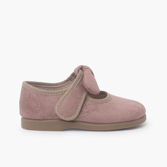 Girls loop fasteners Bow Mary Janes Taupe
