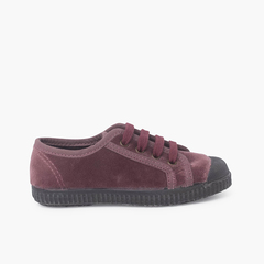 Velvet Lace-up Trainers  Pink