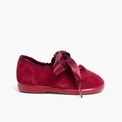 Kids Suede Oxford Shoes  Burgundy