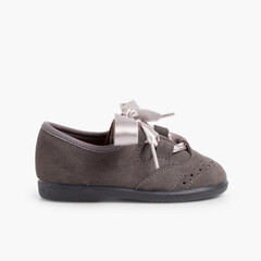 Kids Suede Oxford Shoes  Grey