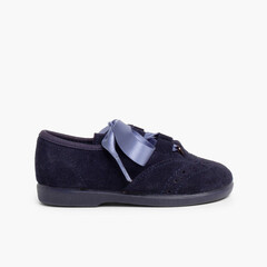 Kids Suede Oxford Shoes  Navy Blue