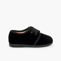 Velvet Lace-up Shoes Black