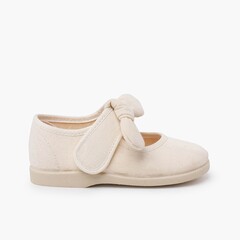 Canvas Mary Janes loop fasteners  Off-White