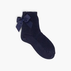 Condor plain short socks with bows Navy Blue