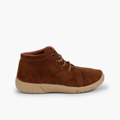 Suede Boots Kids Reinforced Toes Camel