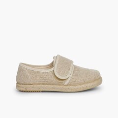 Linen and Jute Bluchers with loop fasteners Beige