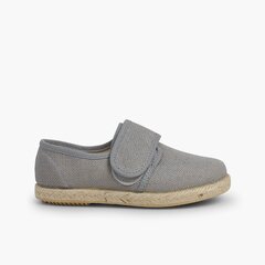 Linen and Jute Bluchers with loop fasteners Grey