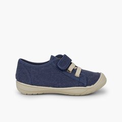 Trainers with loop fasteners Closure and Elastic Laces Blue denim