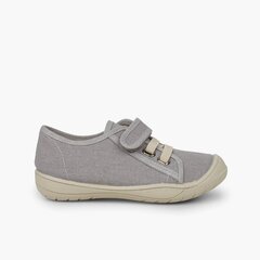Trainers with loop fasteners Closure and Elastic Laces Pearl Grey