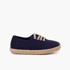 Kids' trainers with jute sole and laces Navy Blue