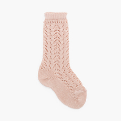 Perlé Openwork Knee-High Socks Dusty Pink