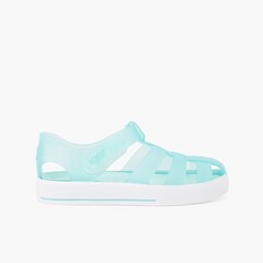 Jelly shoes with loop fasteners strap Star Aquamarine