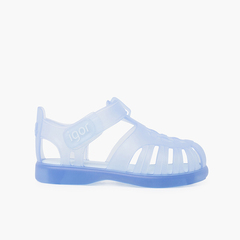 Basic jelly shoes with loop fasteners tobby Sky Blue