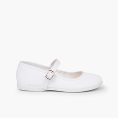 Girls´ canvas Mary Janes with buckle fastening White