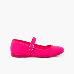 Girls´ canvas Mary Janes with buckle fastening Fuchsia