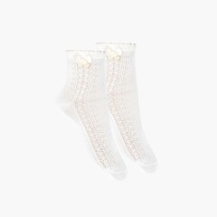 Openwork Dress Socks With Bow White