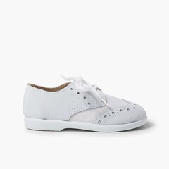 Linen and chopped suede Blucher for boys White