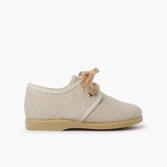 Rustic Lace-Up Canvas Bluchers Off-White