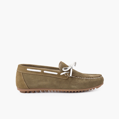 Boys Suede Bow Ceremony Moccasins Green