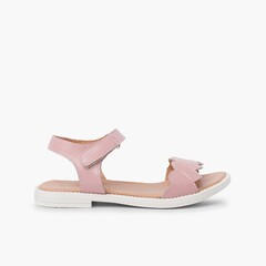  Heart strap leather sandal Pink