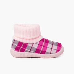  Boot slippers with wool sock collar Pink
