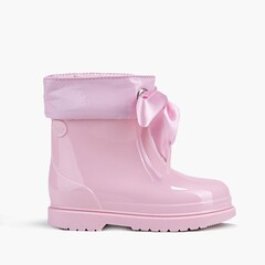 PATENT STYLE LOW-TOP WELLIES FOR GIRLS WITH BOW  Pink