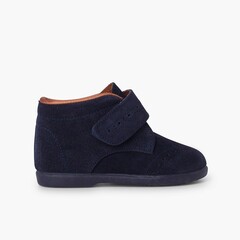 Little boys bootie with adherent strap Navy Blue