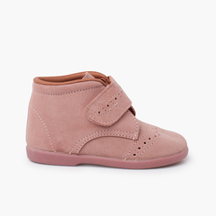 Little boys bootie with adherent strap Pink