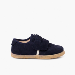 Kids shoes front closure with adherent strap Navy Blue