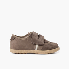 Kids shoes front closure with adherent strap Taupe