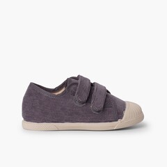 Corduroy trainers with rubber toe and double closure Grey