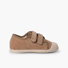 Corduroy trainers with rubber toe and double closure Taupe