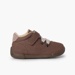  Reinforced boots with elastic laces and adherent strap Taupe
