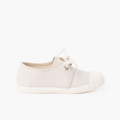 Canvas Casual Trainers with Rubber Toe Cap Sand