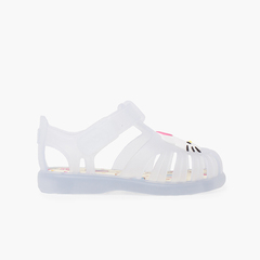 Jelly Sandals hook-and-loop closure Hello Kitty White