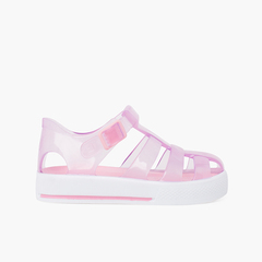 Jelly sandals tennis clip closure Pink