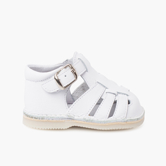  Baby leather sandals with buckle closure White