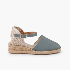 wedge espadrilles with buckle for girls and women Grey